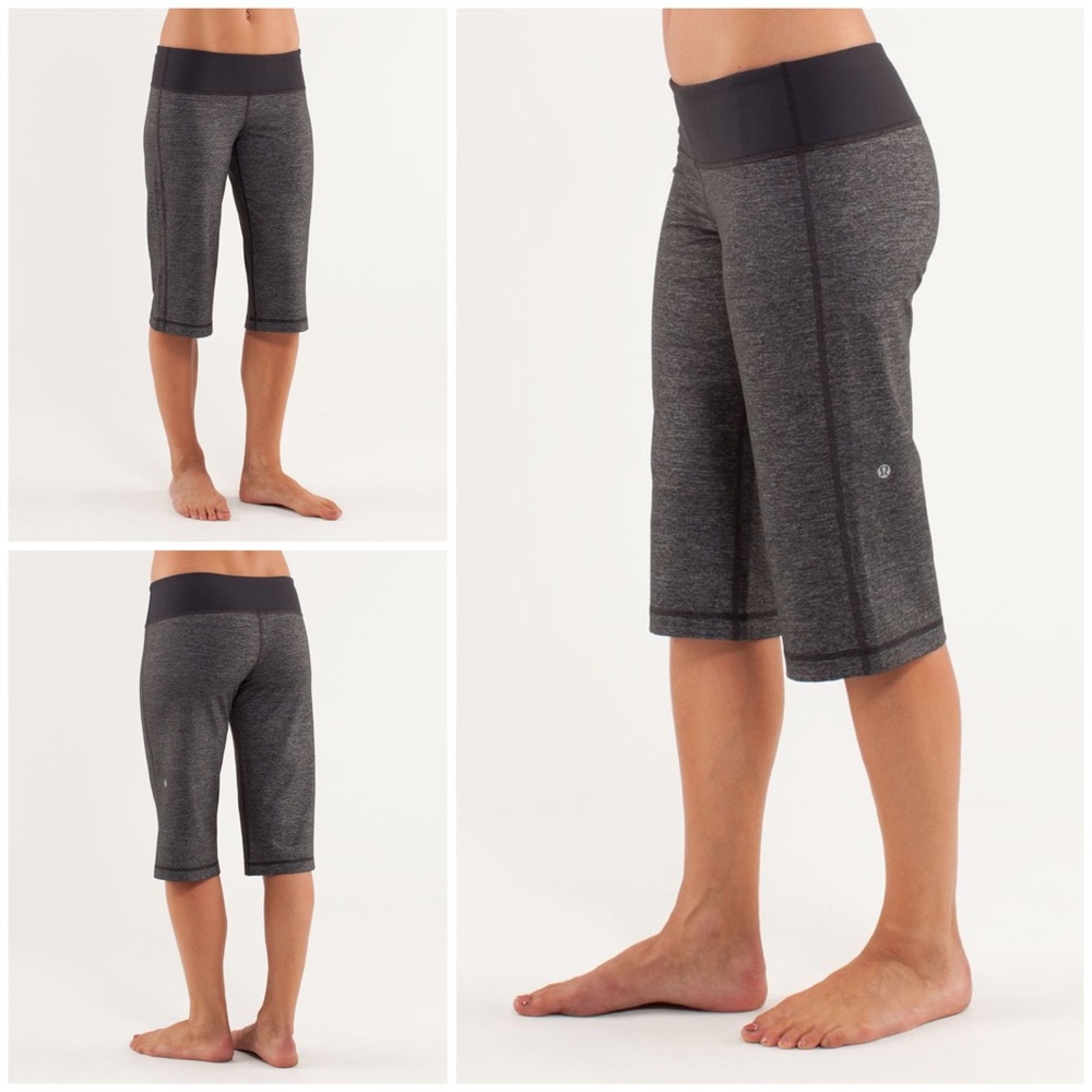 Lululemon Clam Digger Pull On Wide Leg Crop Heathered Deep Coal